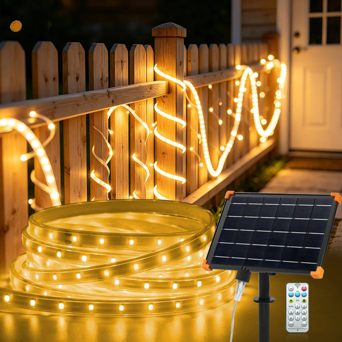ruban led solaire extérieur étanche modes réglables télécommande patio jardin blanc multicolore