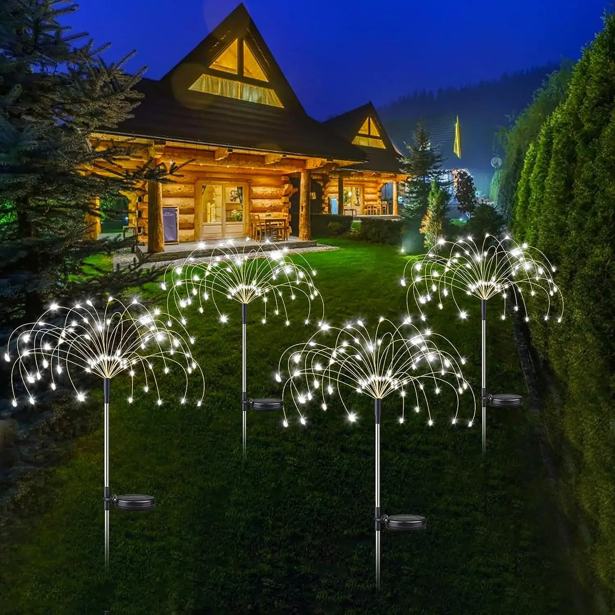 lumières solaires décoratives extérieures 60 LED multicolores formes florales géométriques