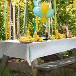 nappe argentée pailletée moderne table occasionnelle serviettes incluses six personnes