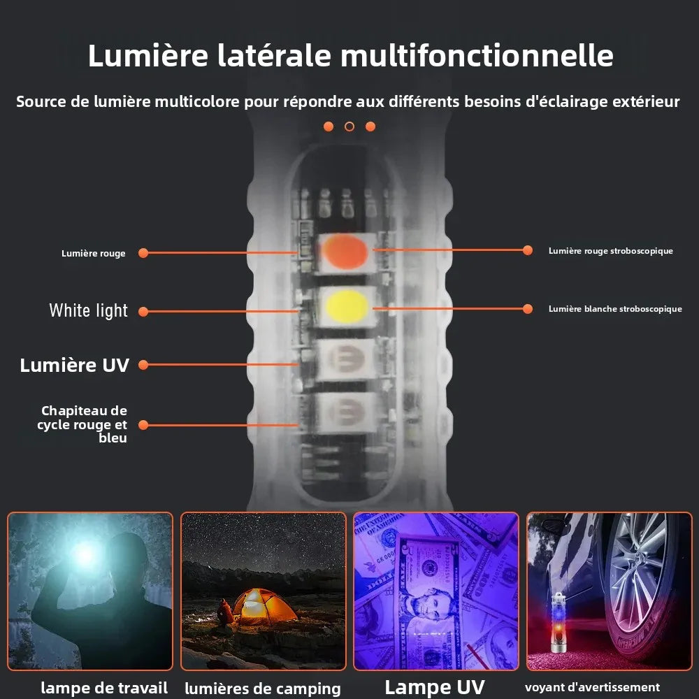 lampe torche led rechargeable compacte transparente argentée clip étanche moderne