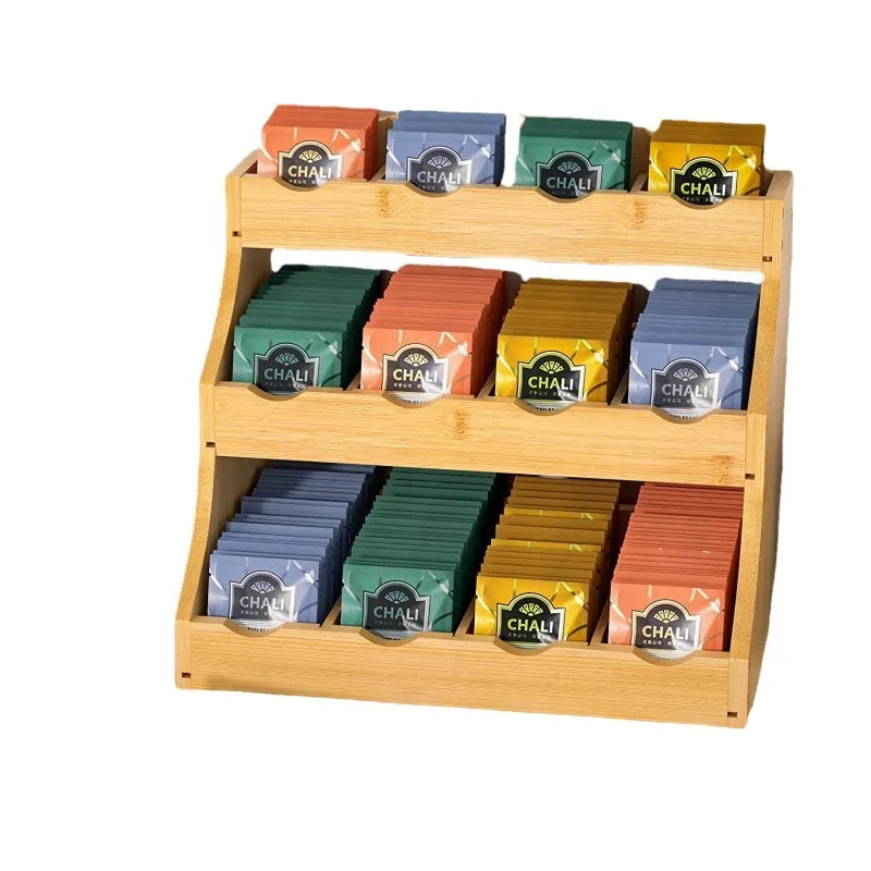 étagère bois moderne vis fixée sache thé rangement cuisine trois niveaux