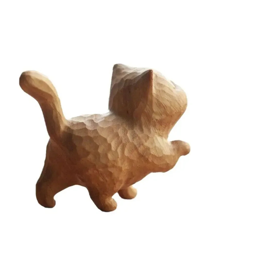 statue chien bois sculpté main marron clair texture peau artisanale modernescrição courte