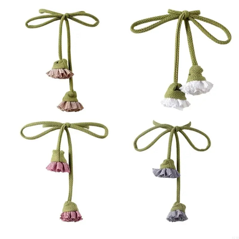 rubans rideaux modernes vert olive rose pâle gris clair franges tissu opaque