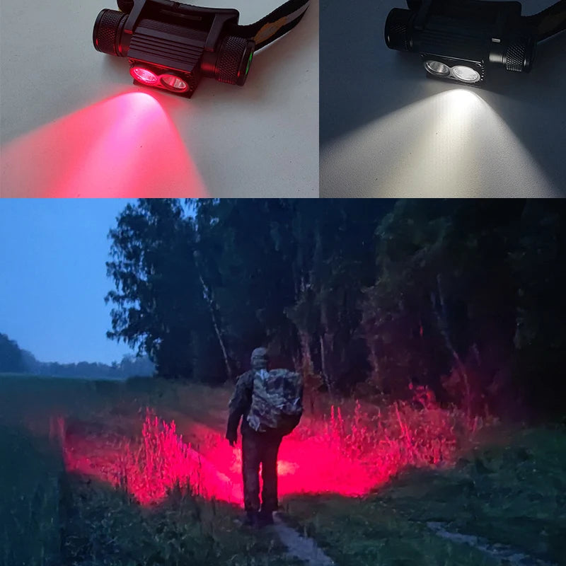 lampe frontale led rechargeable noire texturée bande ajustable moderne intense