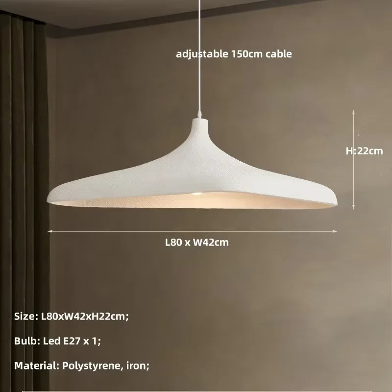 suspension lumineuse moderne câble suspendu ampoule E27 intégrée résine opaque beigeclair chambre salon restaurant