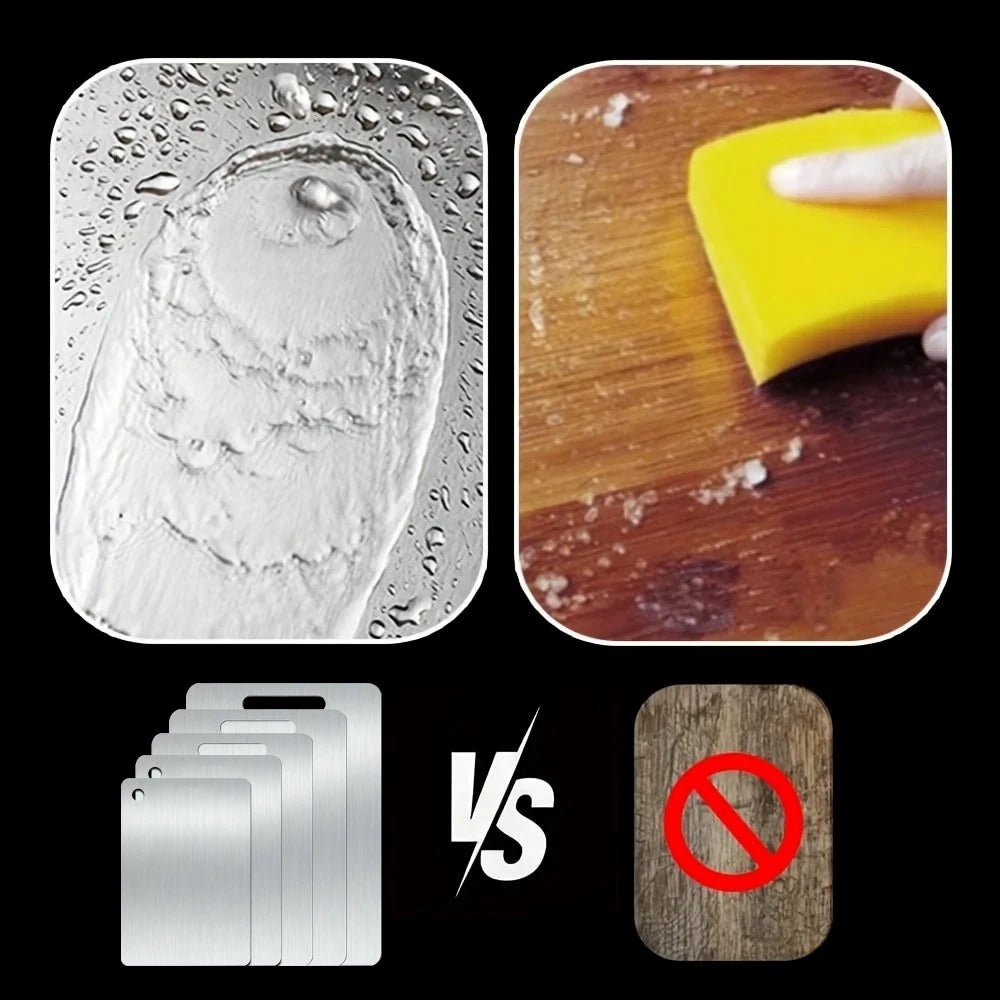 planche découper acier inoxydable lisse moderne poignées intégrées argenté utilitaire double face qualité alimentaire