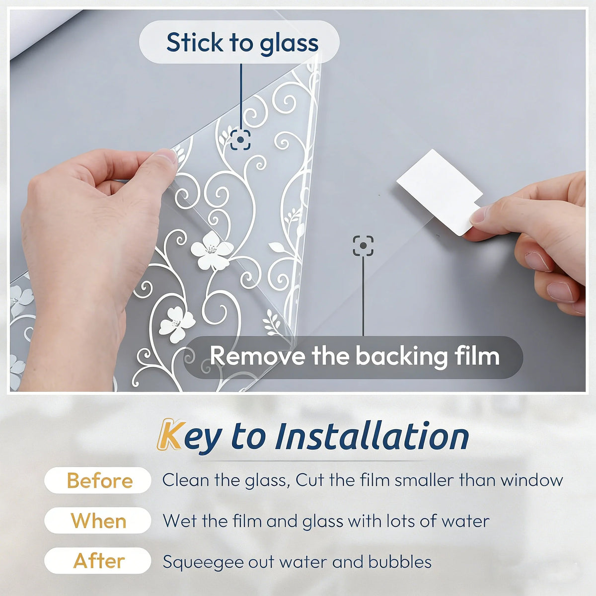 film décoratif adhésif fleurs feuilles transparent moderne isolation uv protection thermique