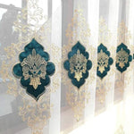 rideau blanc vert doré brodé floral élégant moderne fenêtre hospitalité