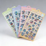 autocollants 3D cartoon personnages animés transparents bleu rose vert jaune violet musique nourriture décoration
