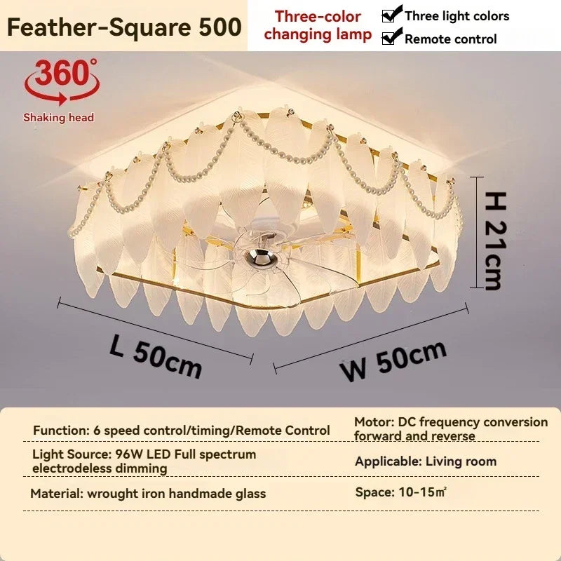 ventilateur classique feuilles lumière led télécommande blanc doré certification ul