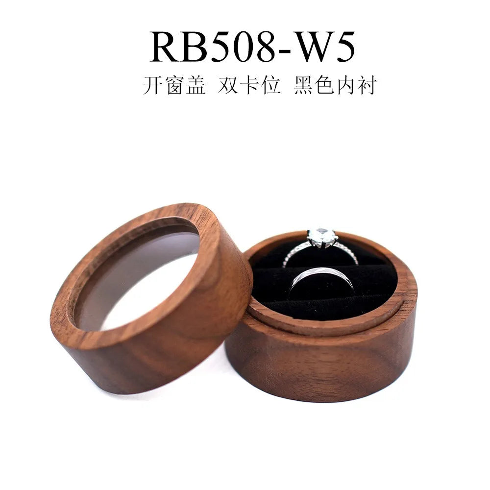 boîte bijoux bois vintage ronde rangement bague boucles d'oreilles présentation cadeau mariageOpaque brillant classique