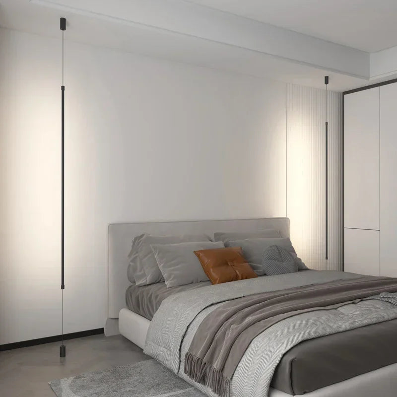 lampe poser led moderne noir sans ombre interrupteur bouton 120cm 10w aluminium pvc