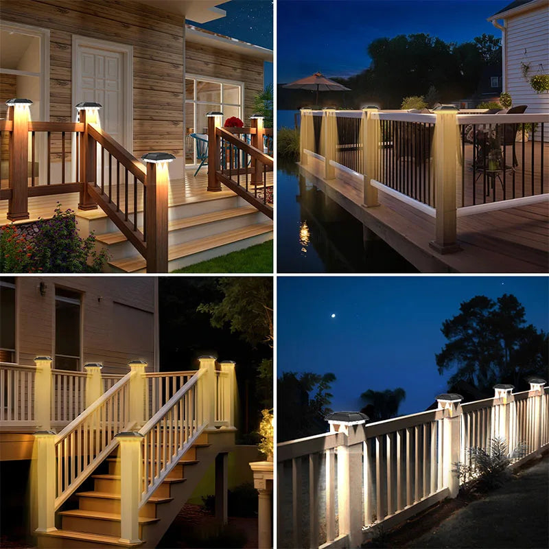 lumière solaire extérieure ip65 moderne colonne bois autoinstallation led étanche jardin nocturne décoration