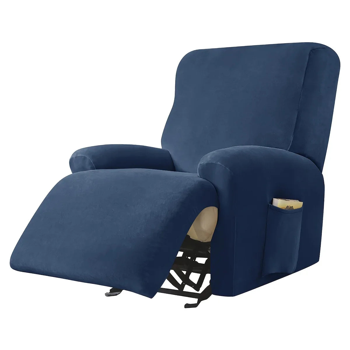 housses fauteuil beige gris bleu marine velours doux moderne confortable machine lavable anneaux fixations
