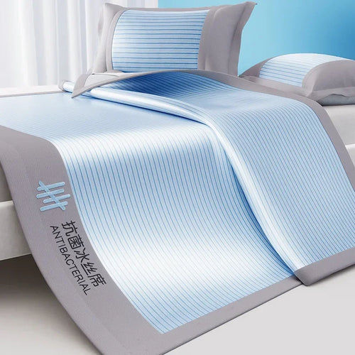 ensemble protège matelas coton viscose rose clair rayures verticales moderne lit chambre dormir doux