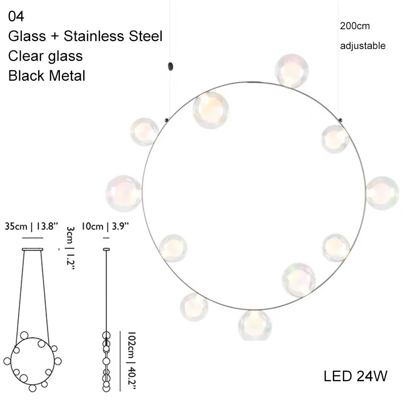 lustre suspension moderne blanc verre opalescent rond salon salle manger dimmable