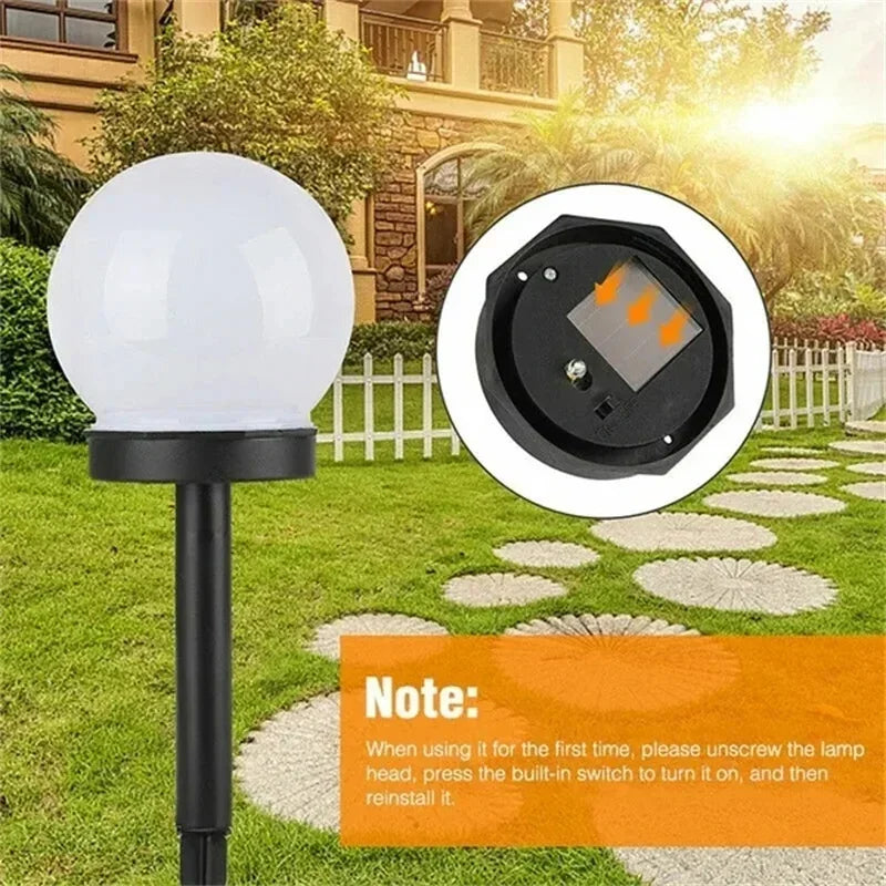 lampe solaire moderne sphérique translucide blanc noir énergétique extérieure jardin épingle détachable panneau solaire