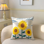 taie d'oreiller carrée fleur motif moderne polyester coton 45x45cm blanc