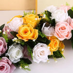 décoration mariage bouquet roses artificielles feuilles vertes anniversaire baby shower intérieur classique blanc rose