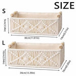 panier tressé bohème blanc motif floral rangement maison multipurpose poignée bois naturel