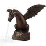 fontaine décoration extérieure dragon bronze ailes écailles eau médiévale fantastiqueextérieur jardin résine