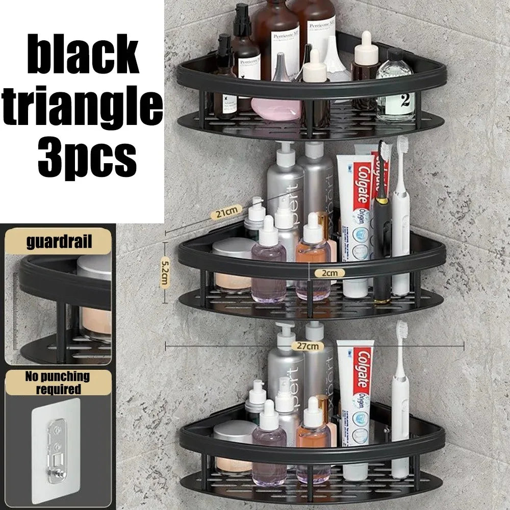 rangements étagères salle bain adhésives modernes noires grille rangement cosmétiques accessoires toiletttes