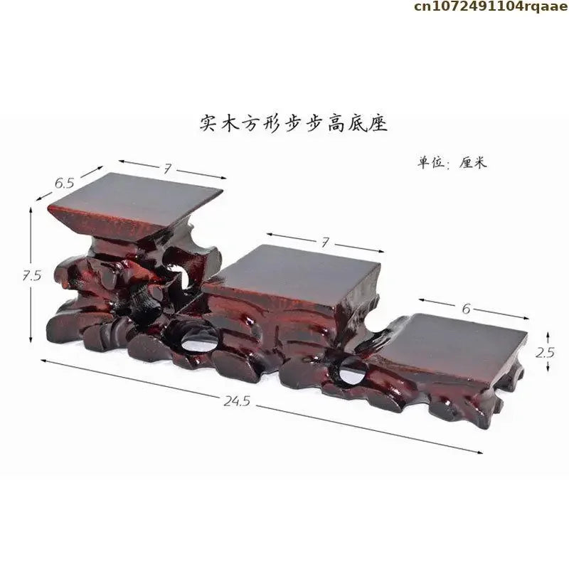 support table bois sculpté artisanal marron foncé miniatures collections décoration
