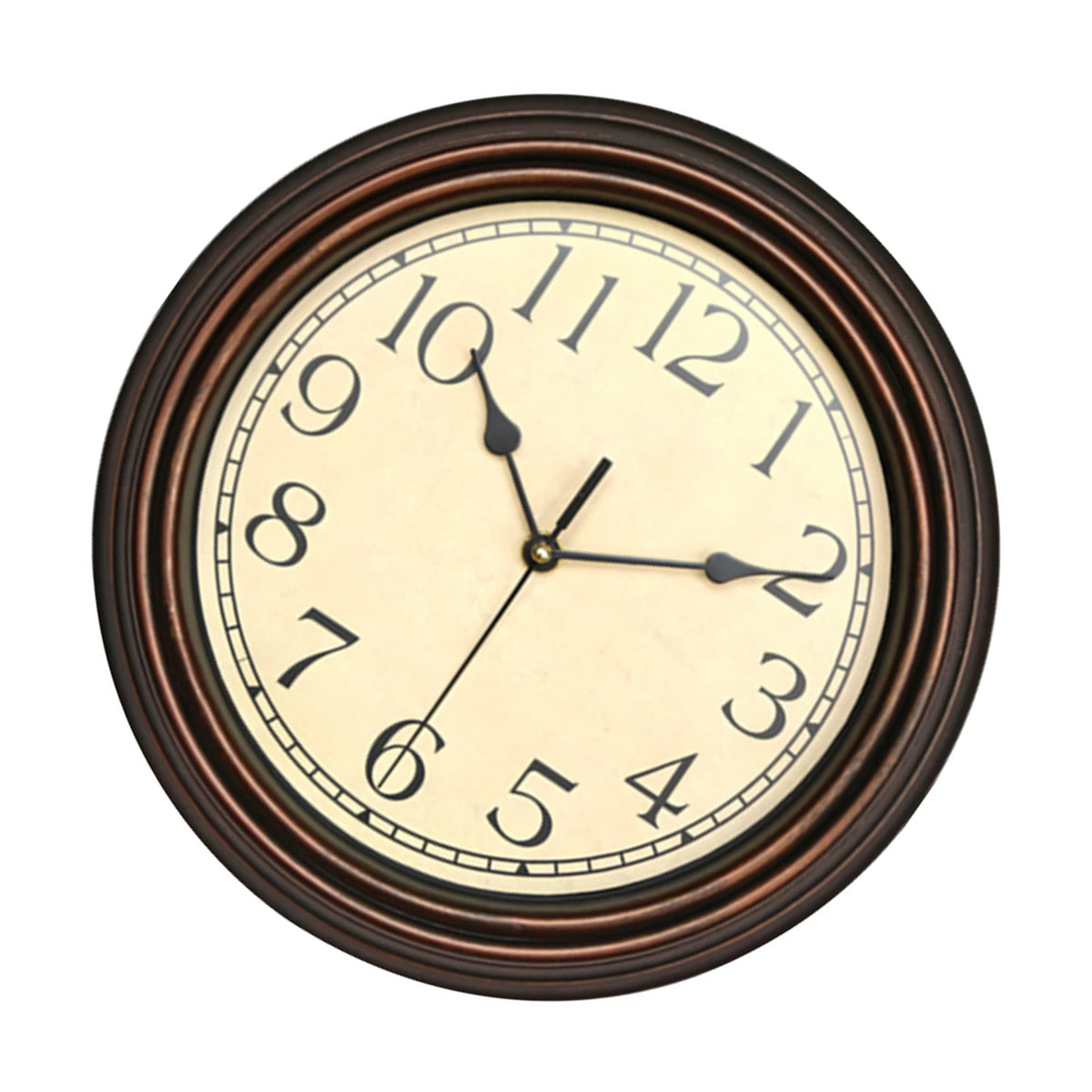 horloge murale classique fond blanc cadres marron aiguilles noires européen vintage sans tic tac