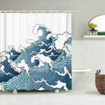 rideau douche imprimé vague japonais ourlet standard polyester opaque moderne tringle respectueux environnement