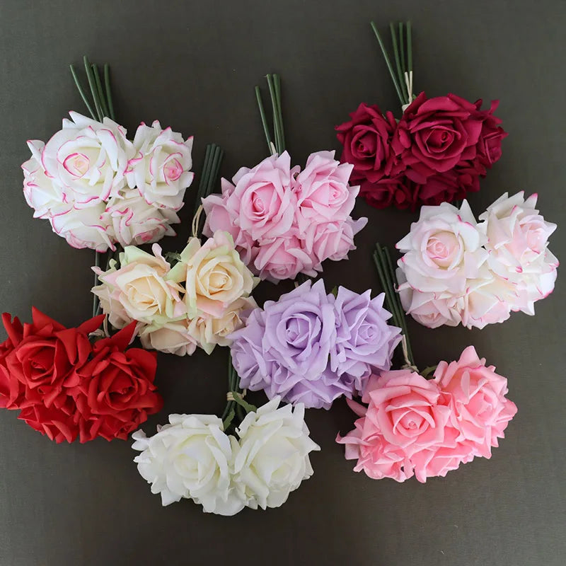 bouquet roses artificielles soie blanc rose pâle rouge décoration mariage intérieur élégant fixations ruban