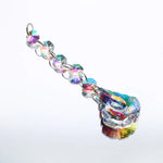 pendentif moderne multicolore facettes brillantes transparents anneaux métalliques chaîne élégants