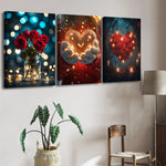 tableaux decoratifs floral motif lumineux roses mains cœur illuminé canapé rose baignoire blanche intérieur