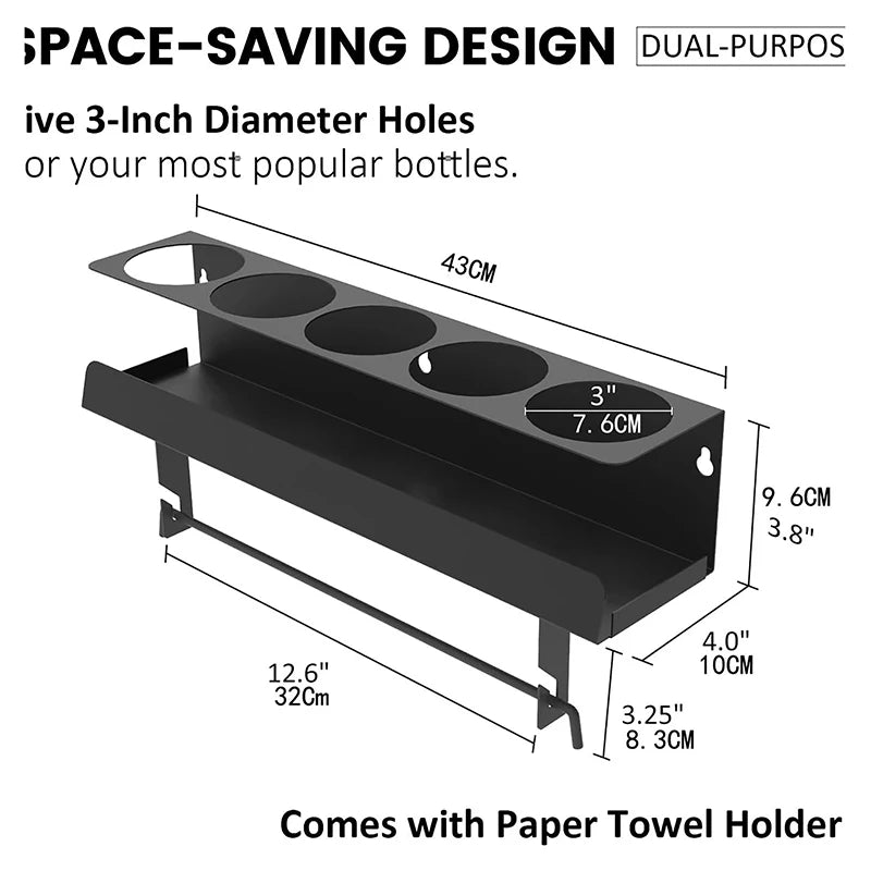 étagère murale noire moderne clips papier toilette support bouteilles rangement utilitaire