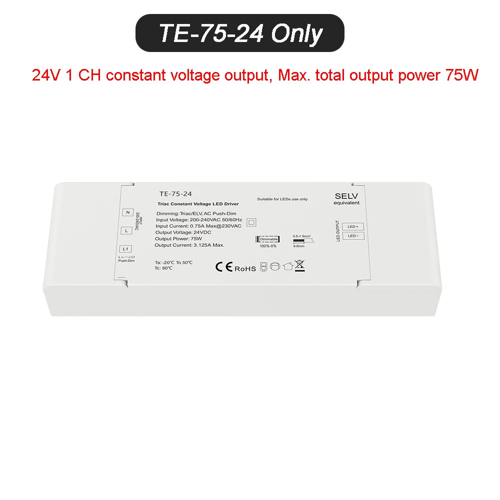 pilote led dimmable 12v 24v triac pwm moderne certifié rohs abs blanc