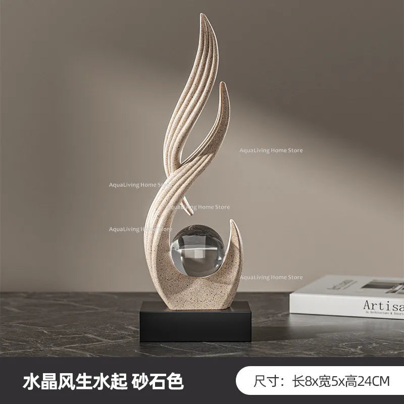 sculpture décorative résine blanche or contemporaine cristal transparent base opaque minimaliste fixée plateau