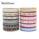 ruban décoratif fleuri vintage blanc noir bleu rose jaune simple complexe bordure dentelée polyester