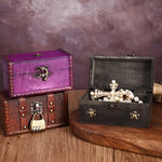 boîte bijoux vintage bois marron violet cadenas intérieur velours