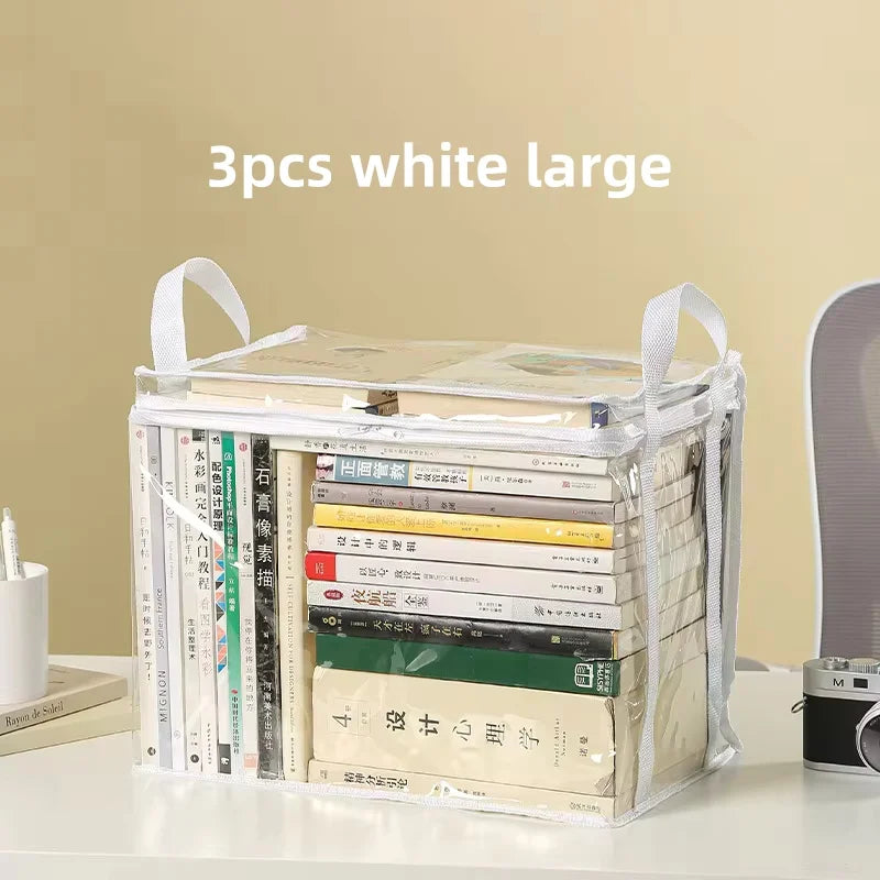 organisateur livres transparent noir poignées amovibles moderne pratique sac livres étudiant classe rangement ménage