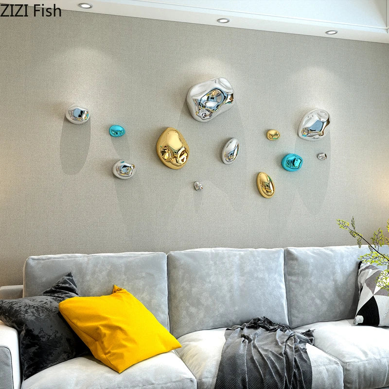 pierres artificielles moderne brillantes effet miroir adhésif argent doré bleu noir