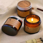 bougies parfumées cire soja marron clair étiquette blanche aromathérapie décoration maison cadeau événementNELLE luxE