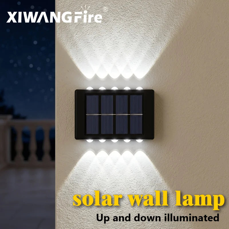 lampe murale solaire lumière chaude blanche extérieure adhésive moderne panneaux solaires led noir jardin