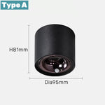 Spot lumineux moderne LED 12W blanc noir anti éblouissement détecteur mouvement 3000K 4000K 6000K