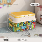 boîtes rangement jouets transparentes plaques lego like poignées couleurs blanc jaune vert bleu rouge