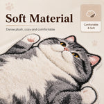 tapis doux peluche chat cartoon gris blanc noir 40x60cm 50x80cm