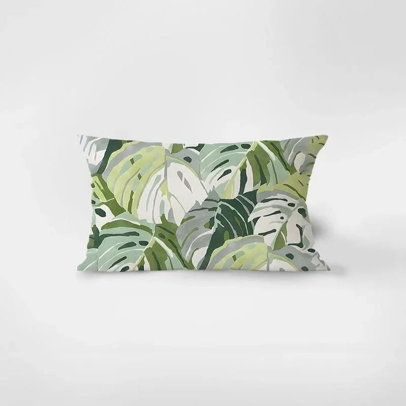 taie d'oreiller moderne motif feuille monstera verte tissu polyester 30x50cm decoration salon lit housse