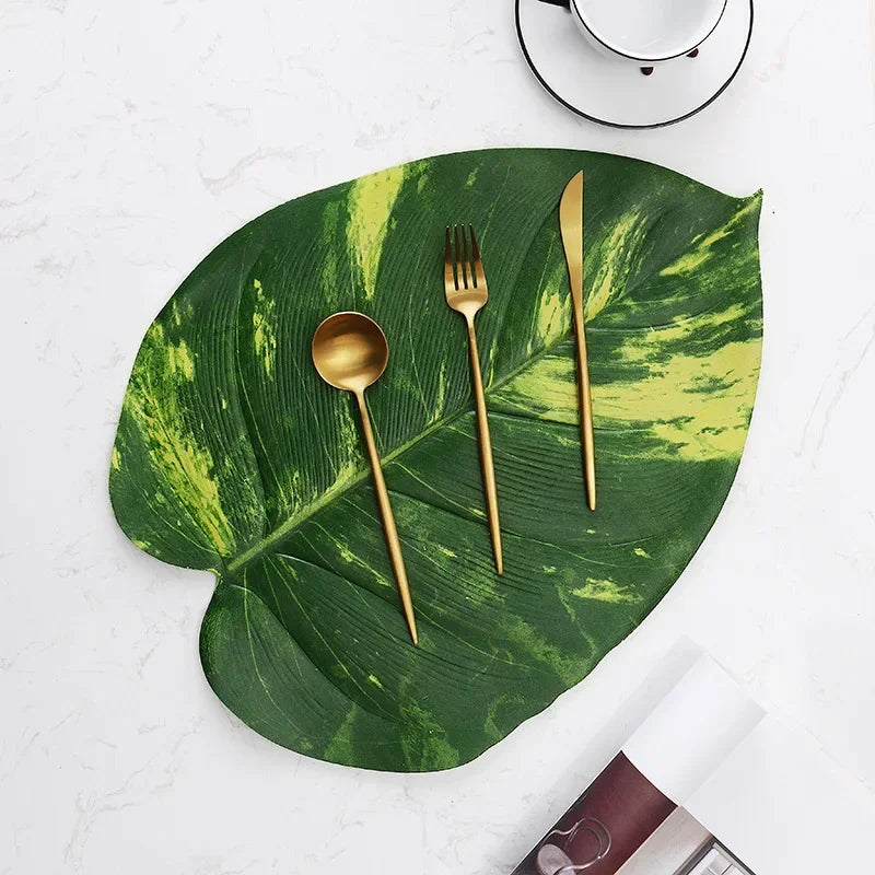 Décoration de table naturelle avec feuilles de chou