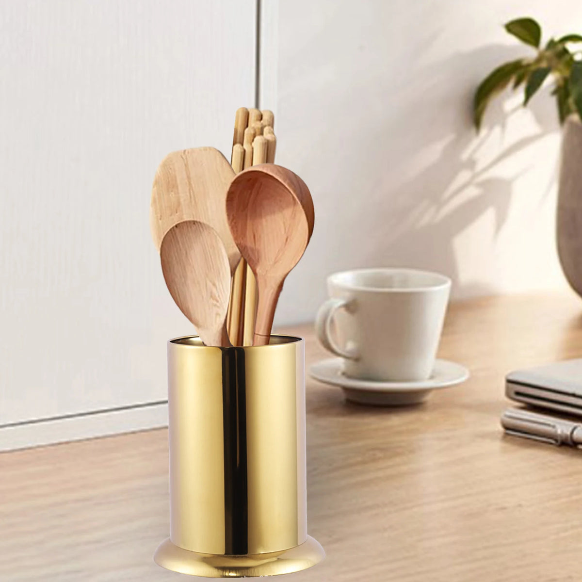 porte couteaux moderne acier inoxydable doré rangement couteaux bois utiles multiple lave vaisselle safe