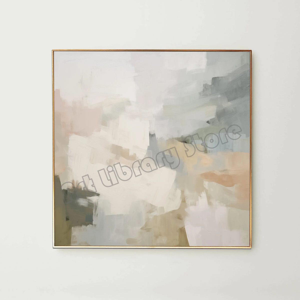toile d'art abstraite contemporaine peinture l'huile gris beige blanc minimaliste sans cadre mural decoration