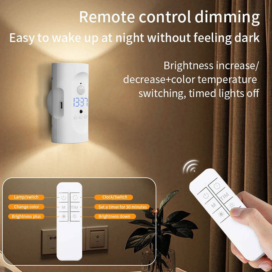 lampe murale led tactile blanc moderne affichage numérique port usb
