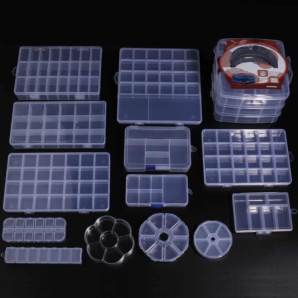 boîtes rangement bijoux transparentes modernes compartimentées clips portables voyage commercial